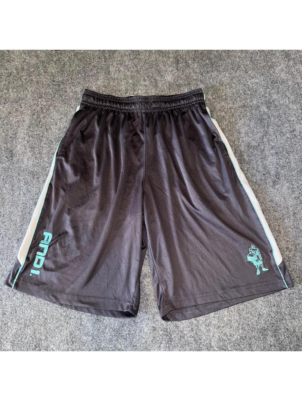 AND1 Turqoise Baggy Dazzle Mesh Hoop Shorts Mens MD Vtg y2k 90s Rare